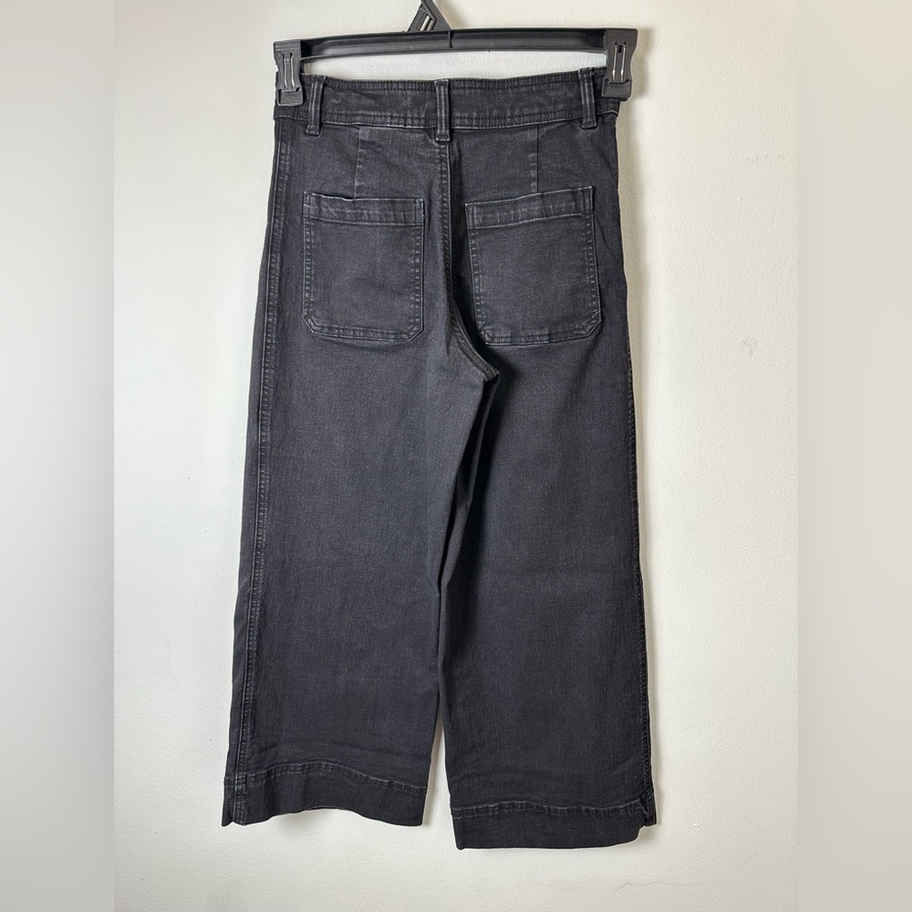 H&M High Waisted Culotte Wide Leg Cropped Jeans Black Size 4 - Picture 3 of 8